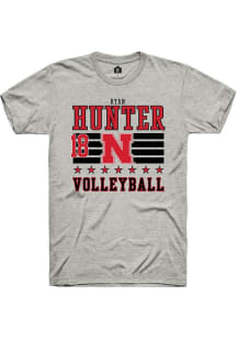 Ryan Hunter Ash Nebraska Cornhuskers NIL Striped Short Sleeve T Shirt