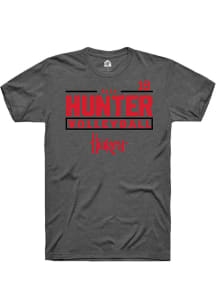 Ryan Hunter Grey Nebraska Cornhuskers NIL Stacked Box Short Sleeve T Shirt