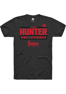 Ryan Hunter Black Nebraska Cornhuskers NIL Stacked Box Short Sleeve T Shirt