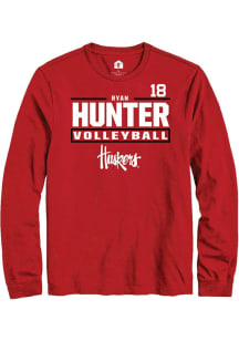 Ryan Hunter Rally Mens Red Nebraska Cornhuskers NIL Stacked Box Tee