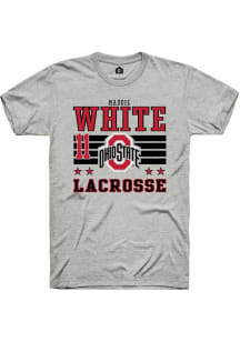 Maddie White Ash Ohio State Buckeyes NIL Striped Short Sleeve T Shirt