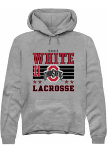 Maddie White Rally Mens Grey Ohio State Buckeyes NIL Striped Hooded Sweatshirt