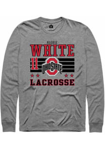 Maddie White Rally Mens Grey Ohio State Buckeyes NIL Striped Tee