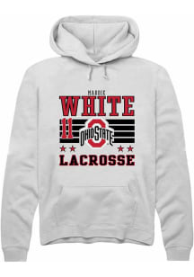 Maddie White Rally Mens White Ohio State Buckeyes NIL Striped Hooded Sweatshirt