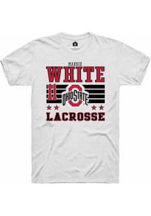 Maddie White White Ohio State Buckeyes NIL Striped Short Sleeve T Shirt