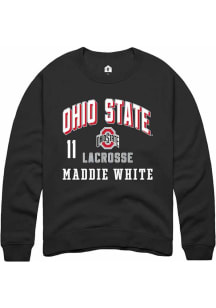Maddie White Rally Mens Black Ohio State Buckeyes NIL Arch Logo Crew Sweatshirt