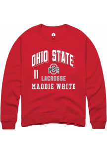 Maddie White Rally Mens Red Ohio State Buckeyes NIL Arch Logo Crew Sweatshirt
