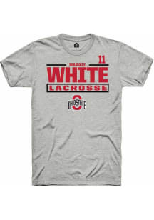Maddie White Ash Ohio State Buckeyes NIL Stacked Box Short Sleeve T Shirt