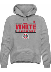 Maddie White Rally Mens Graphite Ohio State Buckeyes NIL Stacked Box Hooded Sweatshirt