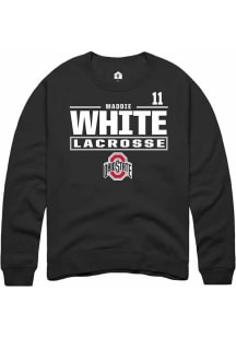 Maddie White Rally Mens Black Ohio State Buckeyes NIL Stacked Box Crew Sweatshirt