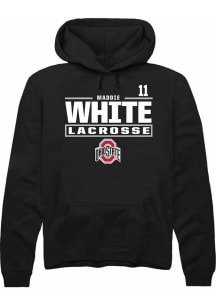 Maddie White Rally Mens Black Ohio State Buckeyes NIL Stacked Box Hooded Sweatshirt