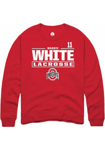 Maddie White Rally Mens Red Ohio State Buckeyes NIL Stacked Box Crew Sweatshirt