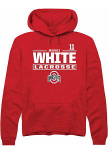 Maddie White Rally Mens Red Ohio State Buckeyes NIL Stacked Box Hooded Sweatshirt