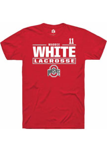 Maddie White Red Ohio State Buckeyes NIL Stacked Box Short Sleeve T Shirt