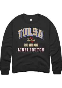 Linzi Foutch Rally Mens Black Tulsa Golden Hurricane NIL Arch Logo Crew Sweatshirt