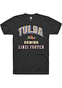 Linzi Foutch  Tulsa Golden Hurricane Black Rally NIL Arch Logo Short Sleeve T Shirt