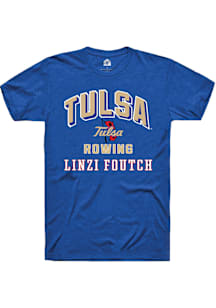 Linzi Foutch  Tulsa Golden Hurricane Blue Rally NIL Arch Logo Short Sleeve T Shirt