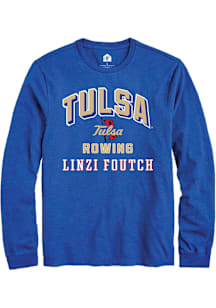 Linzi Foutch  Tulsa Golden Hurricane Blue Rally NIL Arch Logo Long Sleeve T Shirt