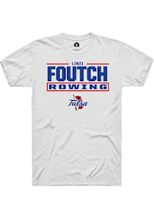 Linzi Foutch  Tulsa Golden Hurricane White Rally NIL Stacked Box Short Sleeve T Shirt