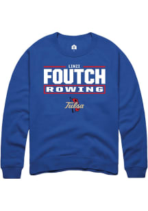 Linzi Foutch Rally Mens Blue Tulsa Golden Hurricane NIL Stacked Box Crew Sweatshirt