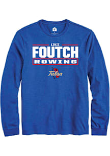 Linzi Foutch  Tulsa Golden Hurricane Blue Rally NIL Stacked Box Long Sleeve T Shirt