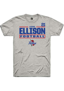 Viron Ellison Ash Tulsa Golden Hurricane NIL Stacked Box Short Sleeve T Shirt