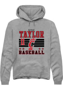 Nathan Taylor Rally Mens Grey Cincinnati Bearcats NIL Striped Hooded Sweatshirt
