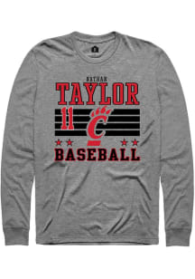Nathan Taylor Rally Mens Grey Cincinnati Bearcats NIL Striped Tee