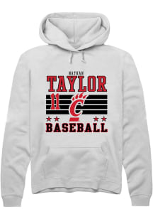 Nathan Taylor Rally Mens White Cincinnati Bearcats NIL Striped Hooded Sweatshirt