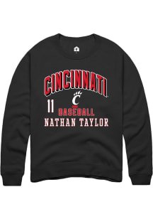 Nathan Taylor Rally Mens Black Cincinnati Bearcats NIL Arch Logo Crew Sweatshirt