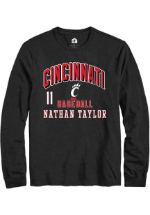 Nathan Taylor Rally Mens Black Cincinnati Bearcats NIL Arch Logo Tee