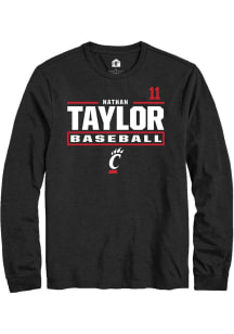 Nathan Taylor Rally Mens Black Cincinnati Bearcats NIL Stacked Box Tee