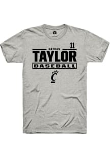 Nathan Taylor Ash Cincinnati Bearcats NIL Stacked Box Short Sleeve T Shirt