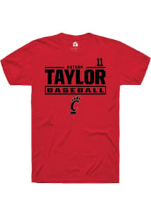 Nathan Taylor Red Cincinnati Bearcats NIL Stacked Box Short Sleeve T Shirt