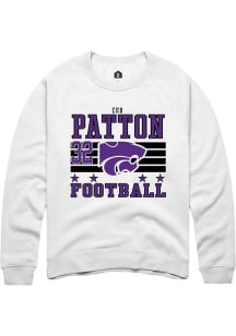 Cub Patton Rally Mens White K-State Wildcats NIL Striped Crew Sweatshirt