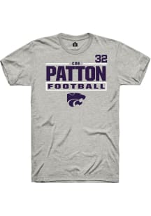 Cub Patton Ash K-State Wildcats NIL Stacked Box Short Sleeve T Shirt
