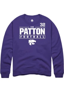 Cub Patton Rally Mens Purple K-State Wildcats NIL Stacked Box Crew Sweatshirt