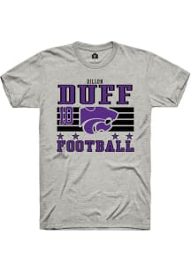 Dillon Duff Ash K-State Wildcats NIL Striped Short Sleeve T Shirt