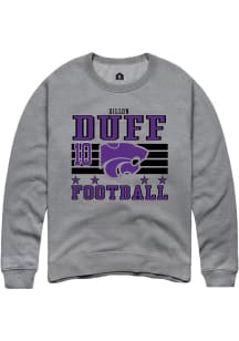 Dillon Duff Rally Mens Grey K-State Wildcats NIL Striped Crew Sweatshirt