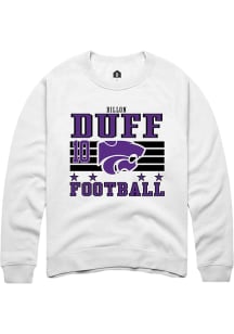 Dillon Duff Rally Mens White K-State Wildcats NIL Striped Crew Sweatshirt