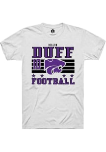 Dillon Duff White K-State Wildcats NIL Striped Short Sleeve T Shirt