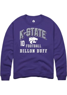 Dillon Duff Rally Mens Purple K-State Wildcats NIL Arch Logo Crew Sweatshirt