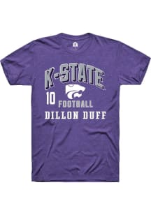 Dillon Duff Purple K-State Wildcats NIL Arch Logo Short Sleeve T Shirt