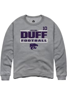 Dillon Duff Rally Mens Graphite K-State Wildcats NIL Stacked Box Crew Sweatshirt