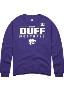 Dillon Duff Rally Mens Purple K-State Wildcats NIL Stacked Box Crew Sweatshirt