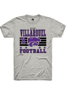 Dylan Villarouel Ash K-State Wildcats NIL Striped Short Sleeve T Shirt