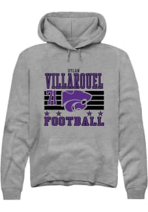 Dylan Villarouel Rally Mens Grey K-State Wildcats NIL Striped Hooded Sweatshirt