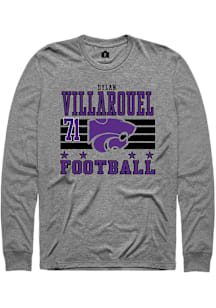 Dylan Villarouel  K-State Wildcats Grey Rally Football NIL Striped Long Sleeve T Shirt