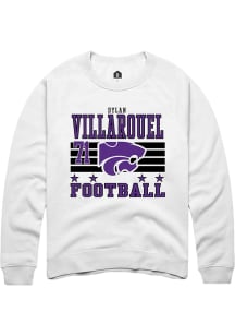 Dylan Villarouel Rally Mens White K-State Wildcats NIL Striped Crew Sweatshirt