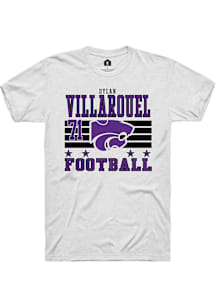 Dylan Villarouel  K-State Wildcats White Rally Football NIL Striped Short Sleeve T Shirt
